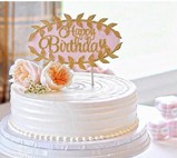 ป้ายปักเค้ก HBD พื้นสีชมพู