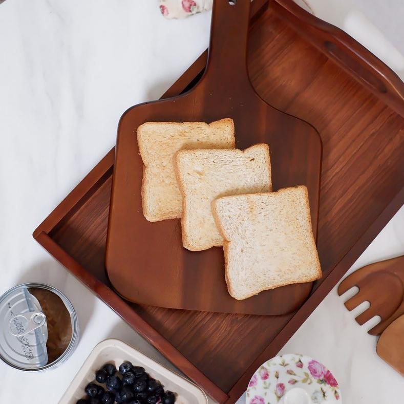 MINIWOOD ถาดเสิร์ฟ หูจับโค้ง ถาดไม้ Wooden Tray ไม้จามจุรี