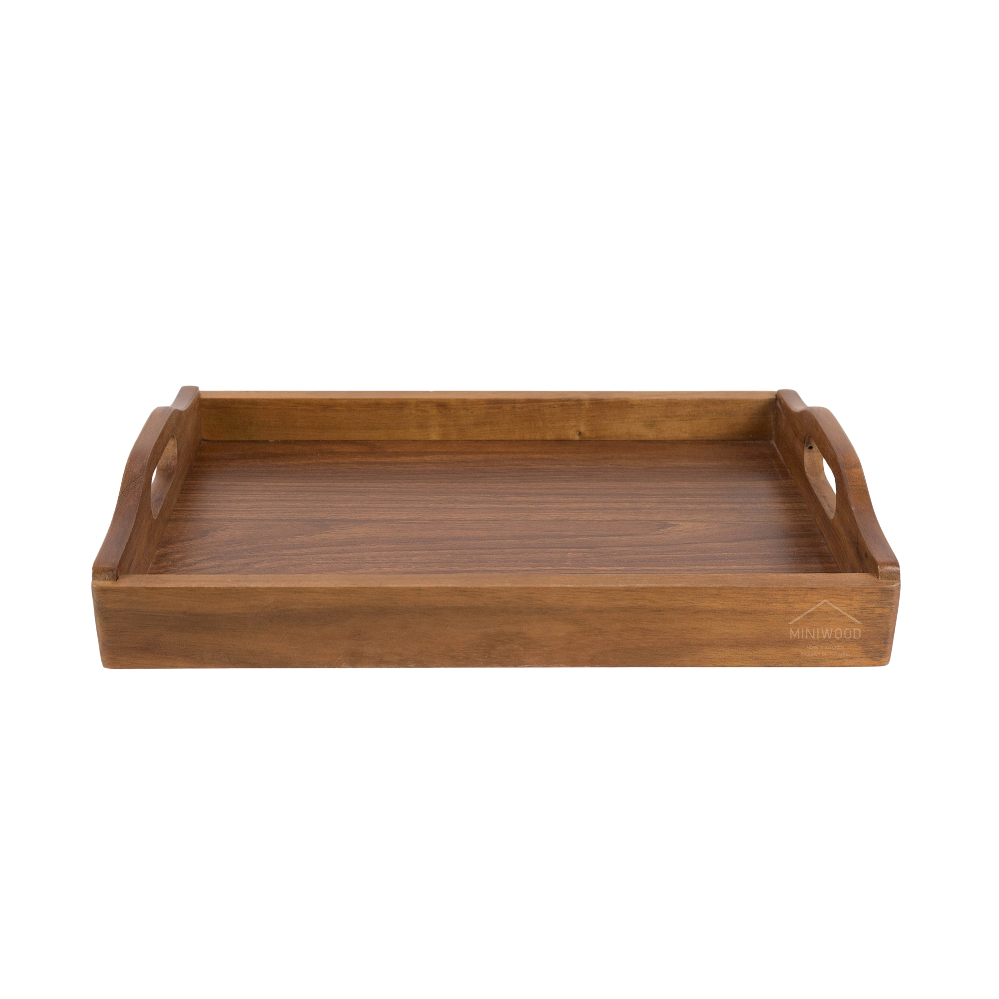 MINIWOOD ถาดเสิร์ฟ หูจับโค้ง ถาดไม้ Wooden Tray ไม้จามจุรี