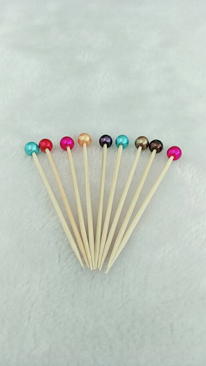ไม้จิ้มหัวลูกปัดมุกจิ๋ว 5 mm. คละสี