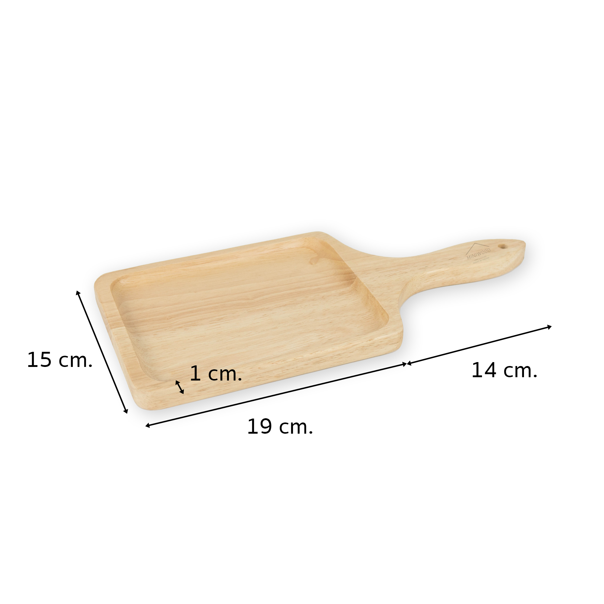 MINIWOOD จานไม้ มีด้ามจับ จานไม้ใส่อาหาร ถาดไม้ Food grade Wooden plate