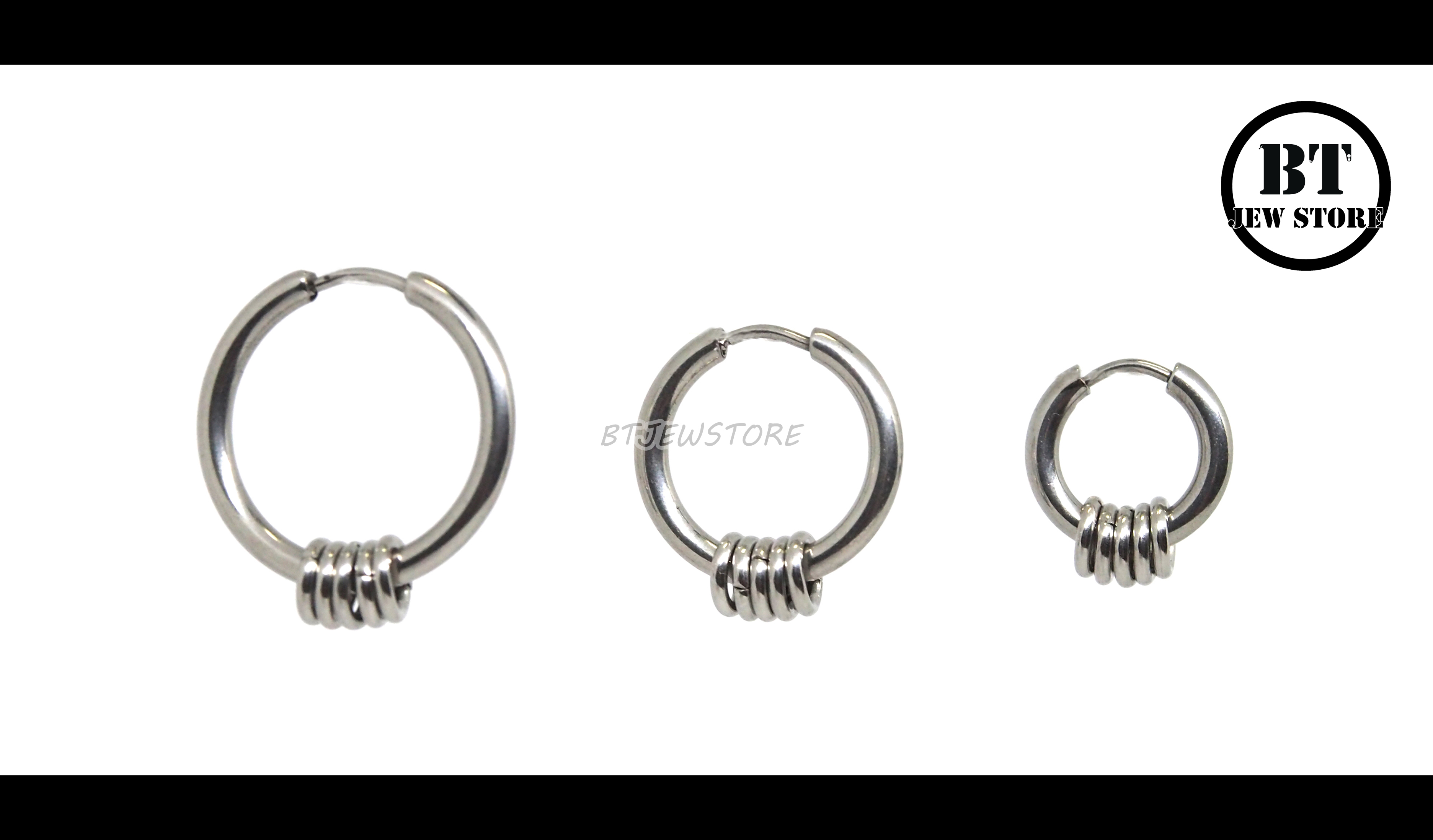 จิวห่วงคล้องสแตนเลส สีเงิน (วง 14, 18, 22 mm)