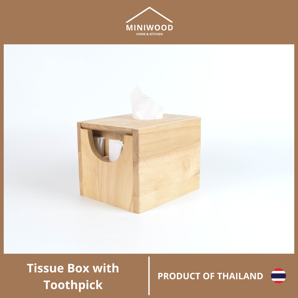 MINIWOOD กล่องทิชชู่ ไม้จิ้มฟัน กล่องกระดาษทิชชู่ กล่องใส่กระดาษทิชชู่