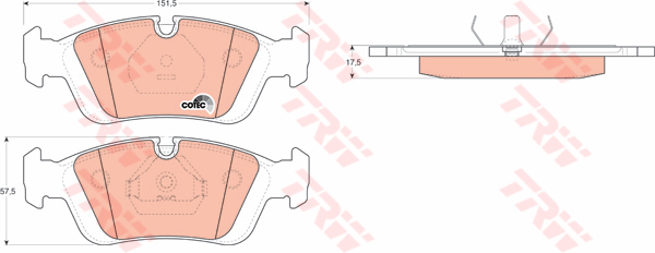 ผ้าเบรค TRW ล้อหน้า BMW Series3 318i , 320i , 323i , 325i , 328i (E36) ปี 1991-1998 COTEC (GDB1100)