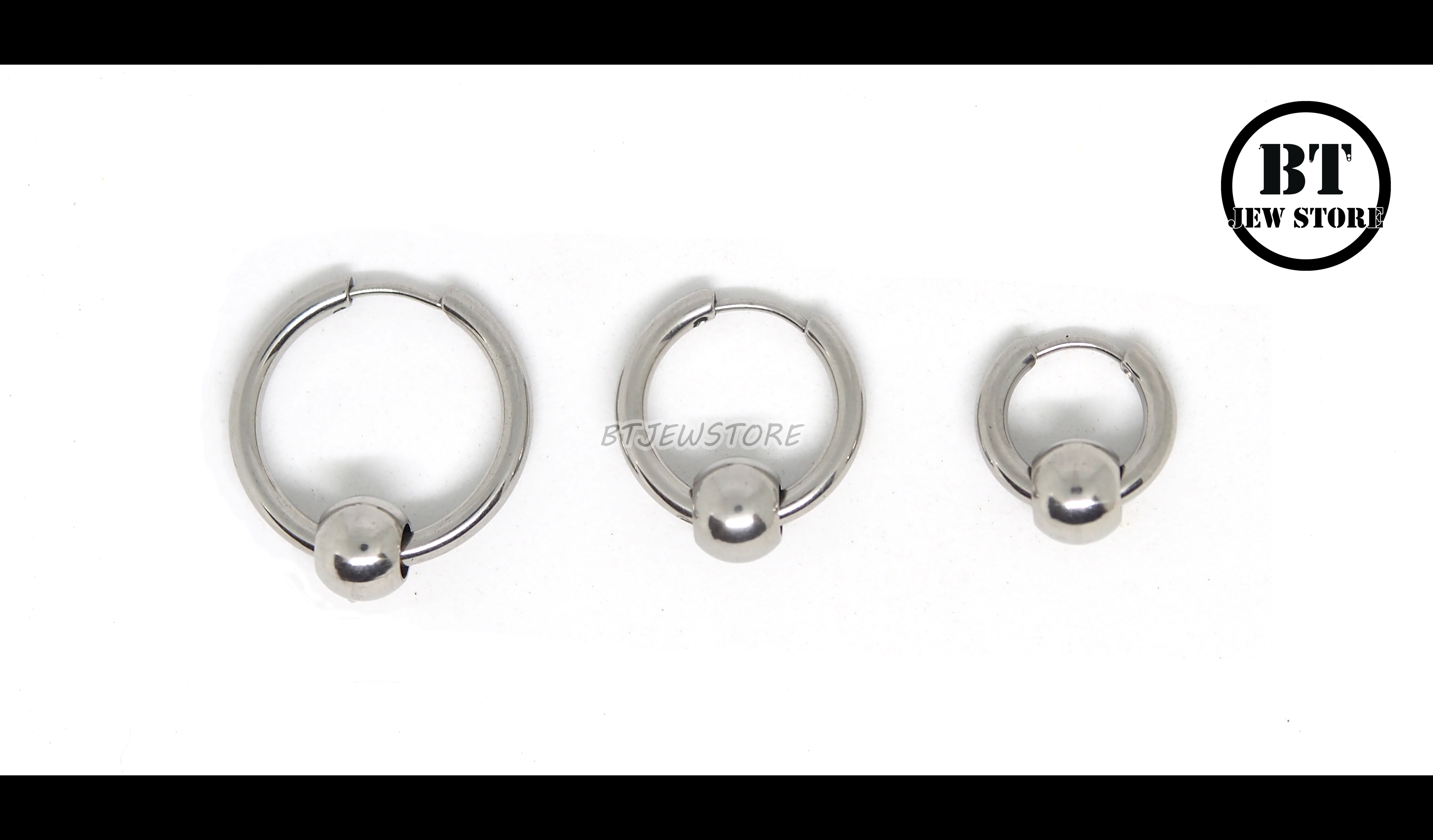 จิวห่วงบอลสแตนเลสสีเงิน (วง 14, 18, 22 mm)