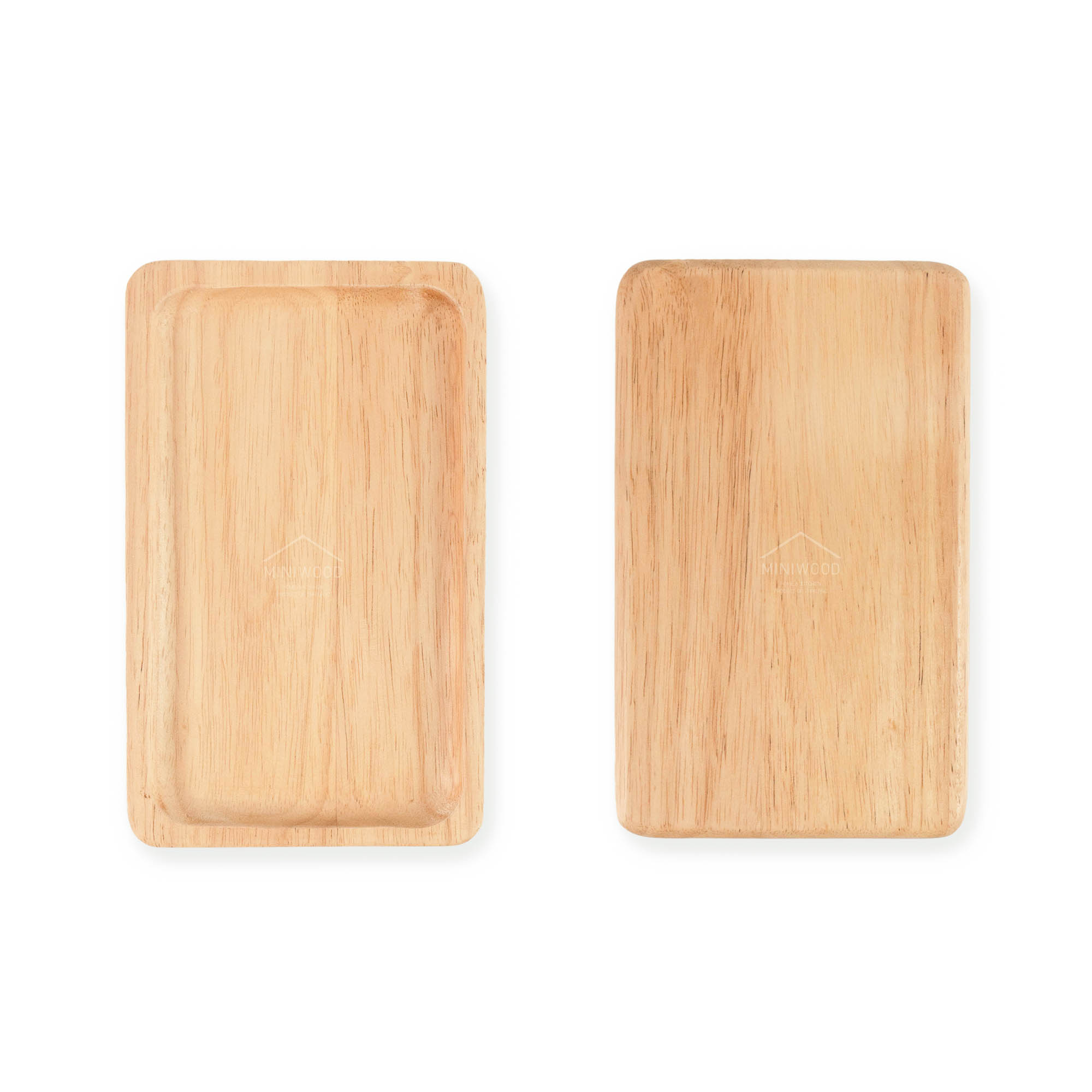 MINIWOOD จานไม้ ทรงสี่เหลี่ยม จานไม้ใส่อาหาร ถาดไม้ Food grade Wooden plate ไม้ยางพารา มี 2 ขนาด