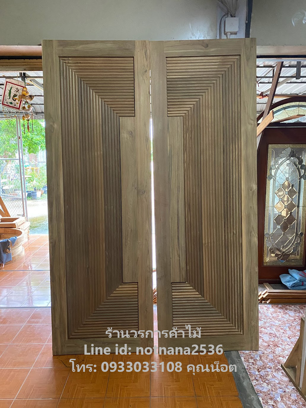 ประตูไม้สักบานคู่เกรดA รหัสBA234