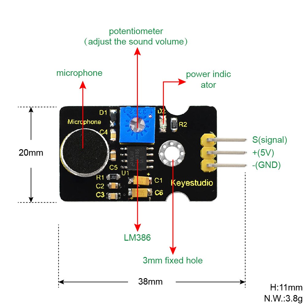 Keyestudio Analog Sound Noise Microphone Sensor