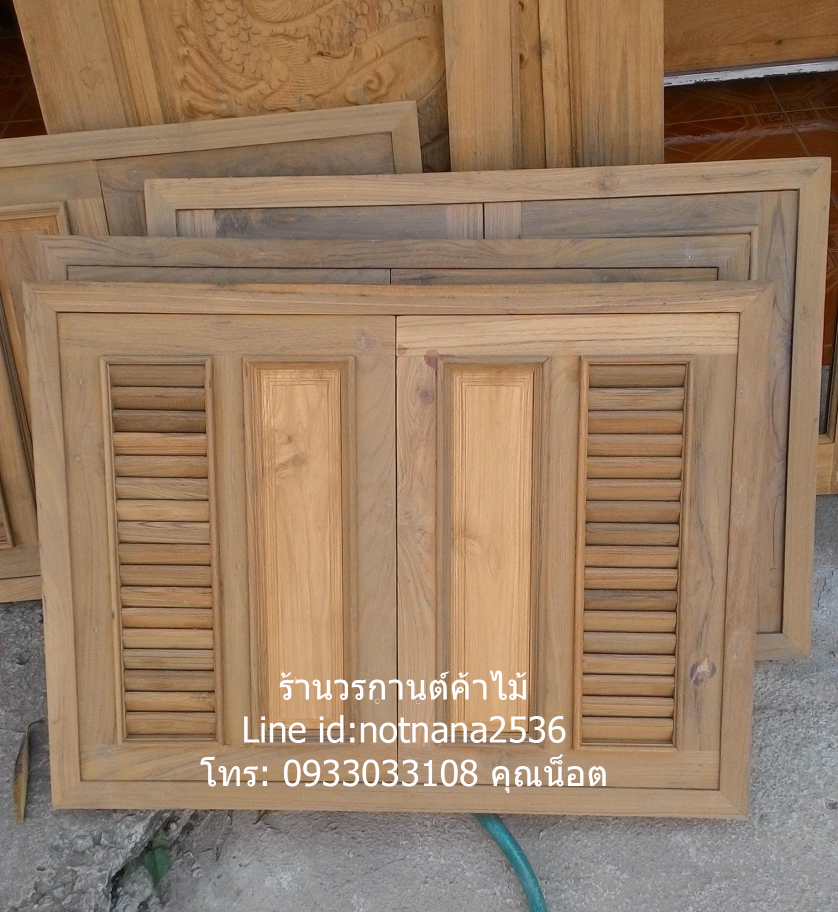 บานซิงค์คู่ไม้สักลูกฟักเกล็ดรหัสE06