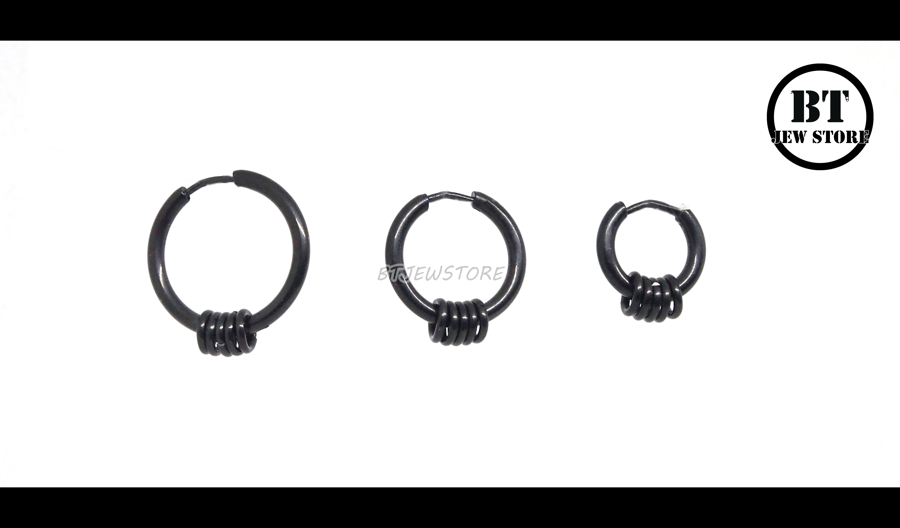 จิวห่วงคล้องสแตนเลส สีดำ (วง 14, 18, 22 mm)