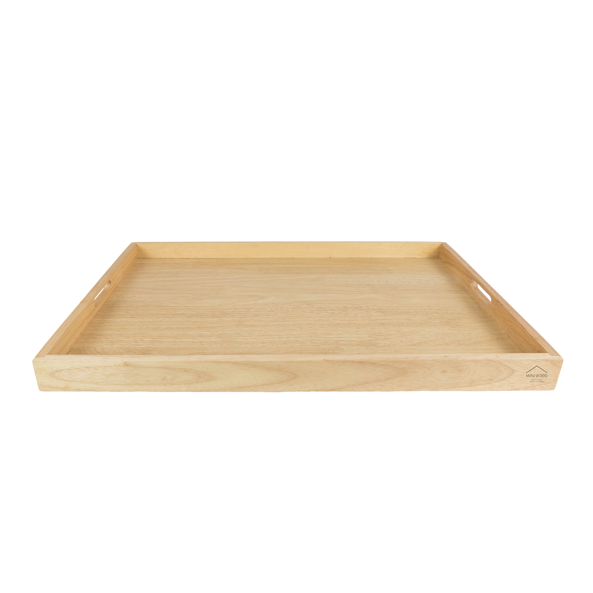 MINIWOOD ถาดเสิร์ฟใหญ่ พื้นหนา ถาดไม้ใหญ่ Wooden Tray ไม้ยางพารา