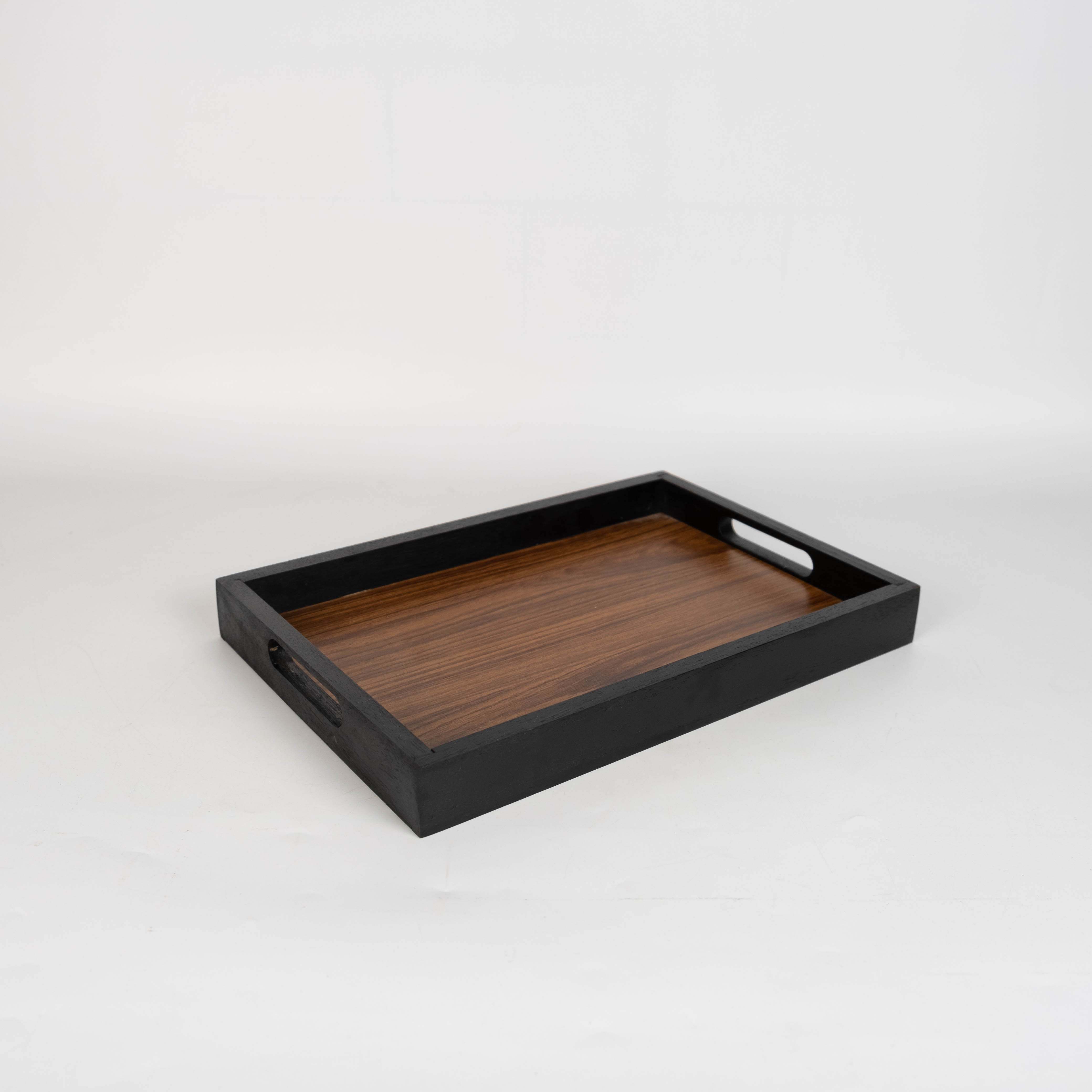 MINIWOOD ถาดเสิร์ฟ สี่เหลี่ยม ถาดไม้ ขอบดำ Wooden Tray