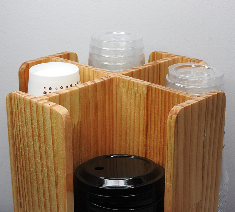 ที่ใส่แก้วกาแฟ หรือ แก้วเครื่องดื่มพลาสติก ไม้ 4 ช่อง ฐานหมุน 360 องศา 1610-577