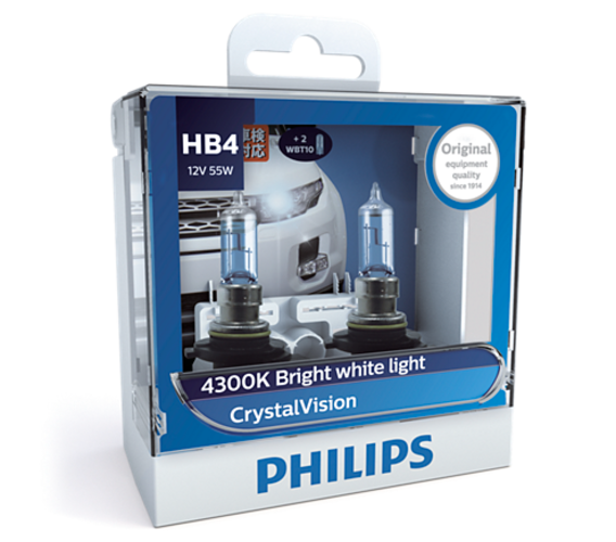 หลอดไฟรถยนต์ Philips HB4&W5W 9006 Crystal 12V แพ๊คคู่ + W5W
