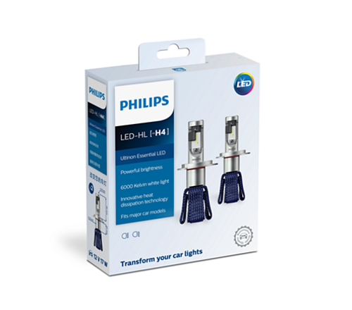 หลอดไฟรถยนต์ Philips ไฟหน้า LED H4 ESSENTAIL ULTINON