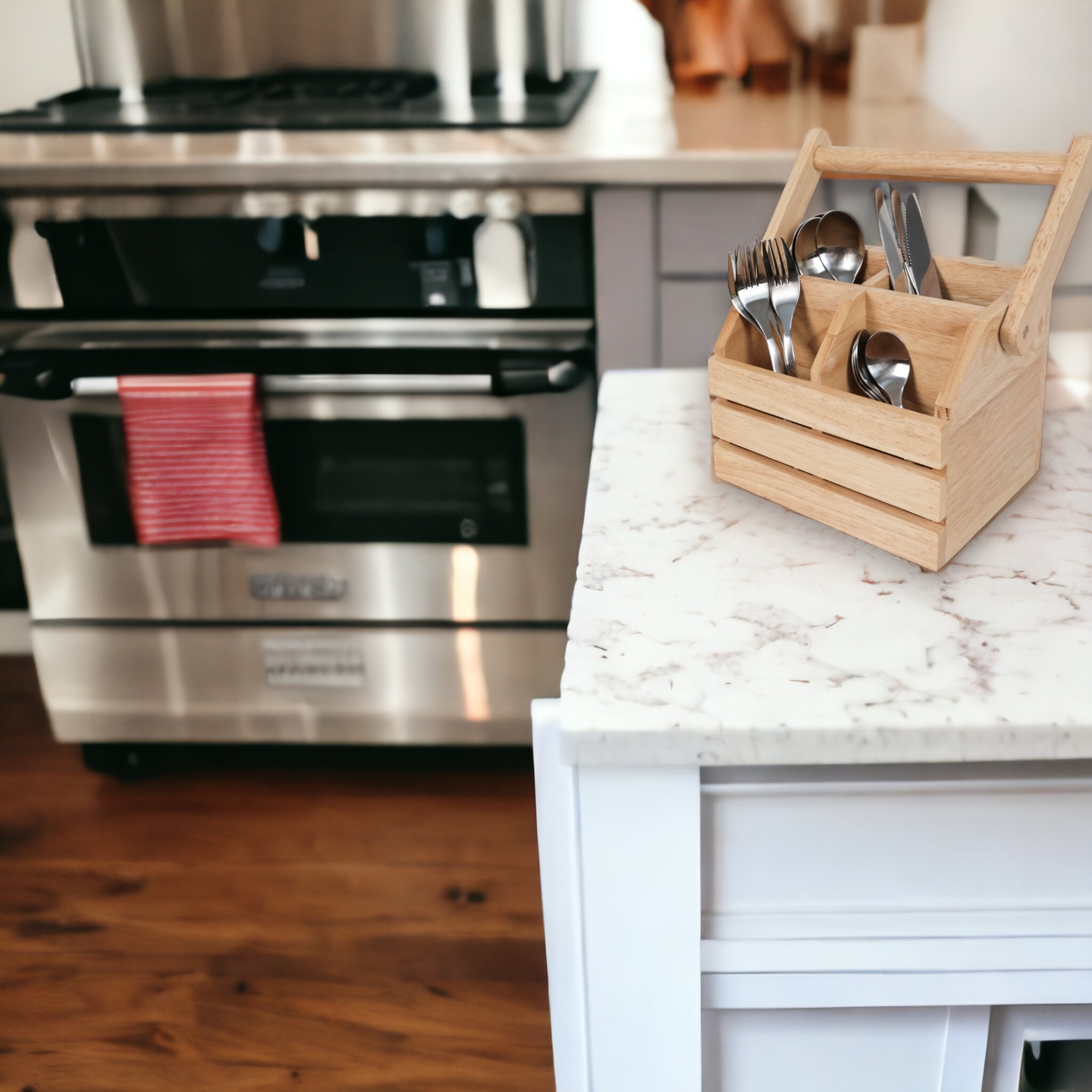 MINIWOOD ตะกร้าใส่ช้อนส้อม กระเช้าไม้ ตะกร้าไม้ Spoon Basket