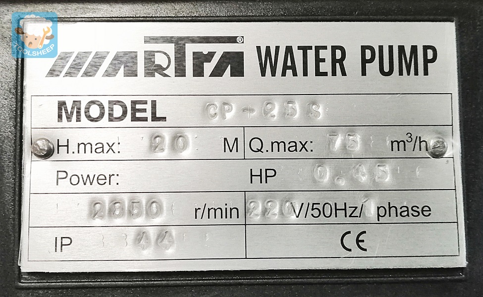 ปั๊มหอยโข่ง MARTRA รุ่น CP25S 220V/50Hz