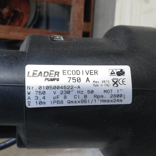 ปั๊มแช่ LEADER รุ่น ECODIVER 750A (ท่อ1นิ้ว)