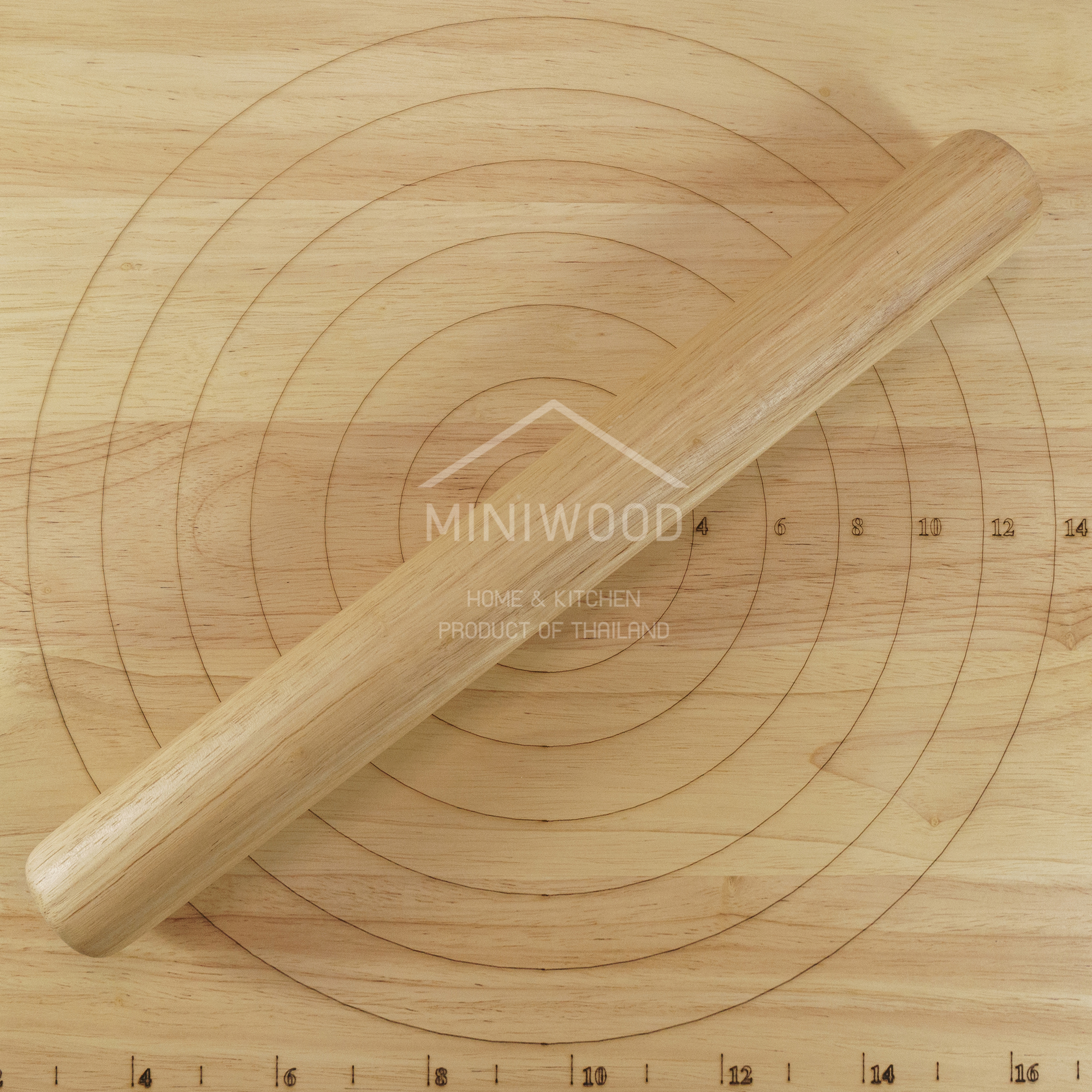 MINIWOOD ไม้คลึงแป้ง ใหญ่ ไม้นวดแป้ง อุปกรณ์เบเกอรี่ Straight Rolling Pin 4 ซม.