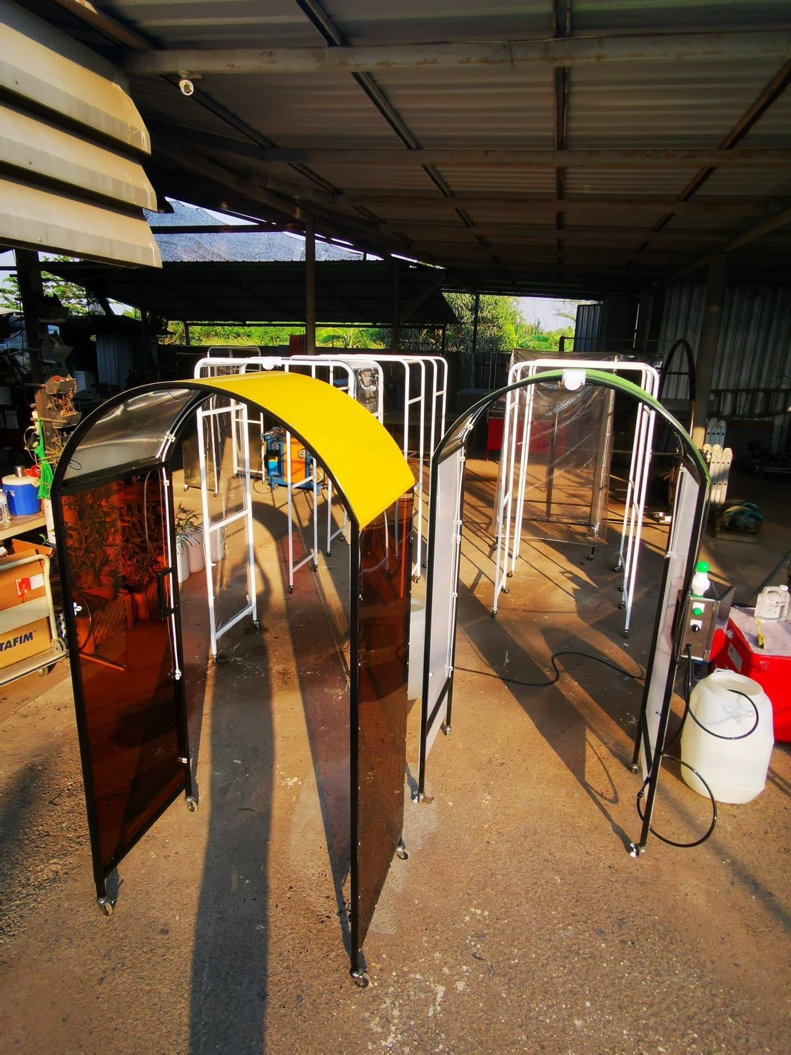 อุโมงค์พ่นฆ่าเชื้อโรคเคลื่อนย้ายได้ โครงสร้างเหล็กหุ้มอคริลิค