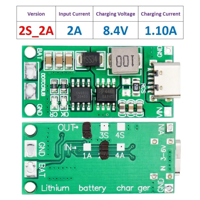 Lithium Battery Charger Module 18650 2-Cell 8.4V