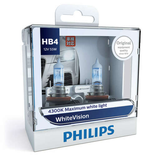 หลอดไฟรถยนต์ Philips HB4 White Vision 12V 55W แพ็คคู่