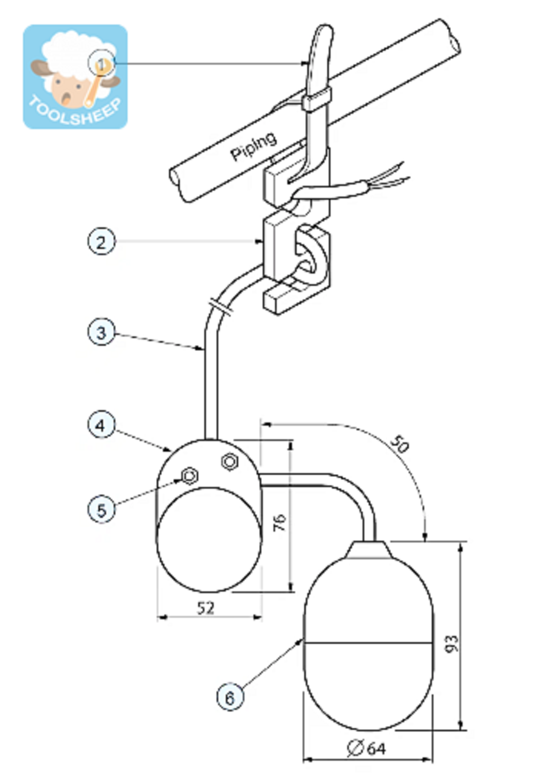 สวิทช์ลูกลอยไฟฟ้า TSURUMI รุ่น MF-3A (6เมตร)