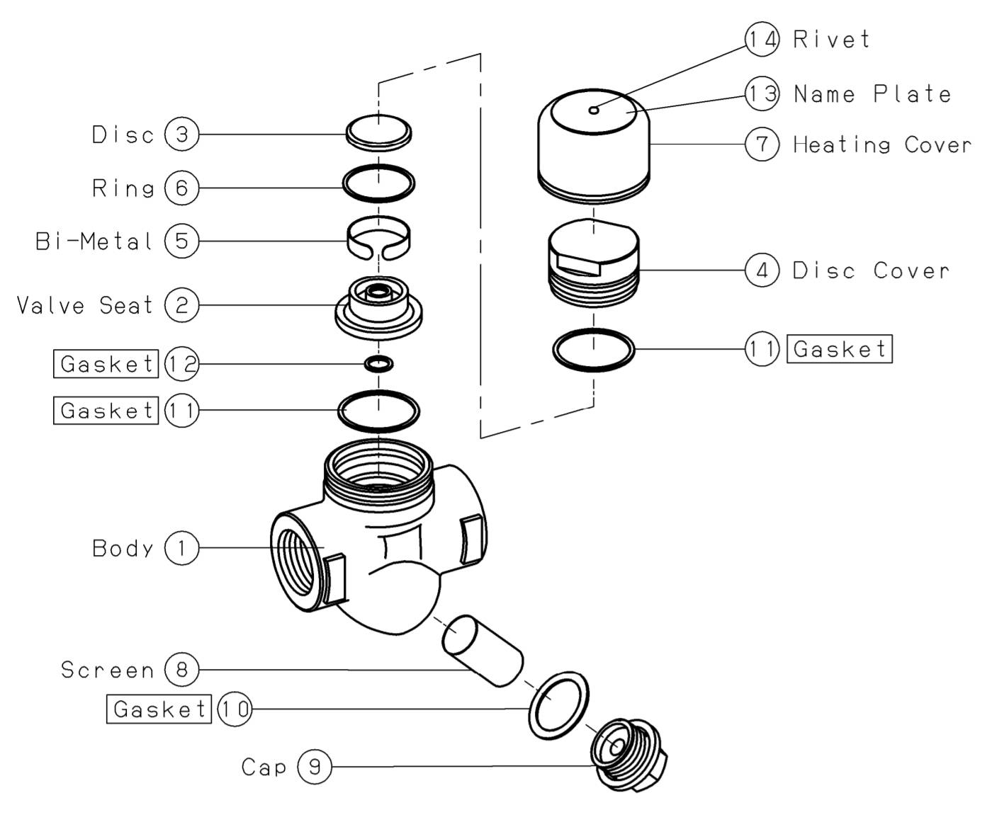 TD-30NA | 15A, 20A, 25A สตีมแทรปชนิดหน้าแปลน | Steam Trap, Air Trap | Yoshitake