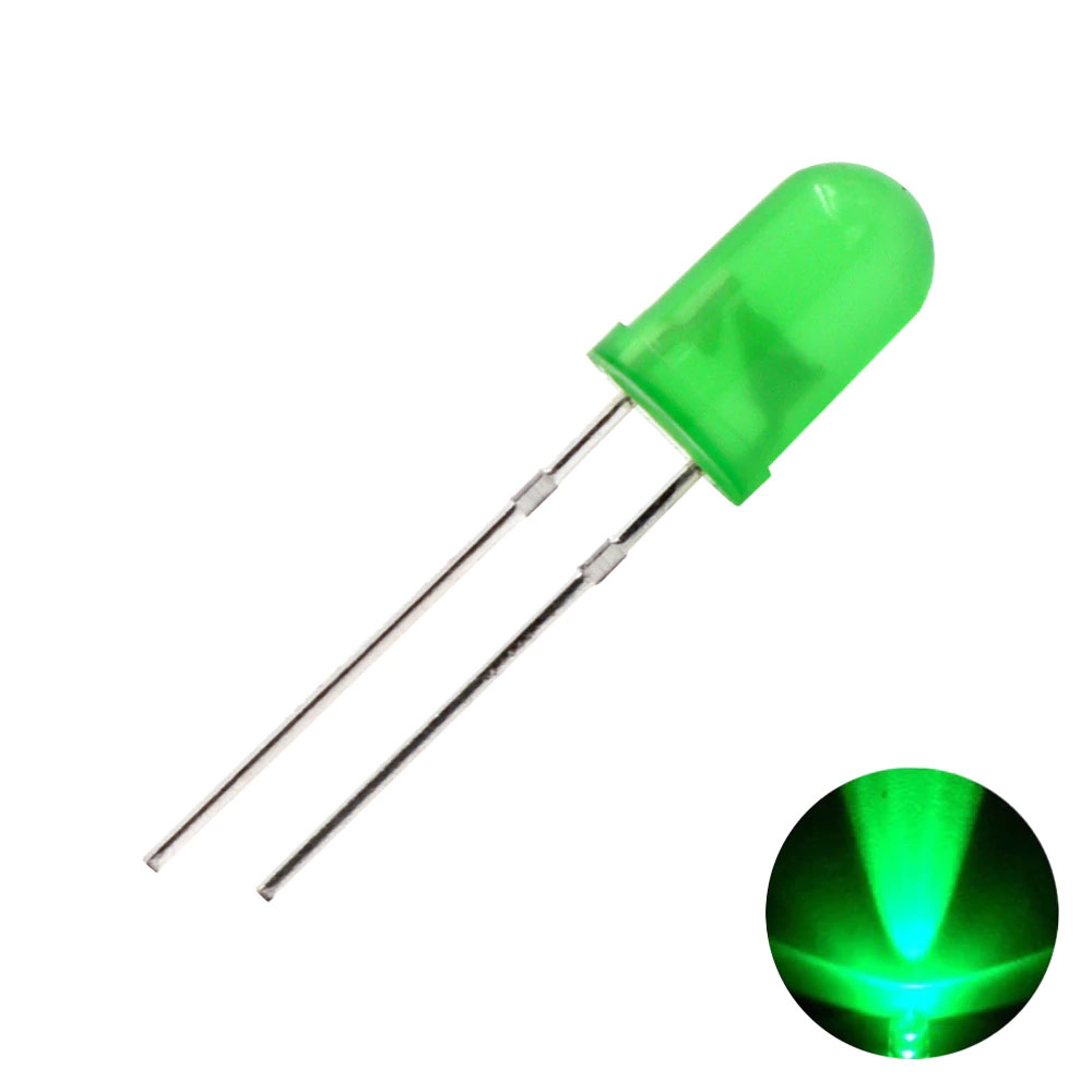 หลอดไฟ LED 5mm สีเขียว 5 ชิ้น