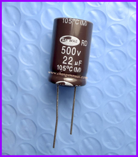 22uf500v ขนาด 16x25 ยี่ห้อ Samwha