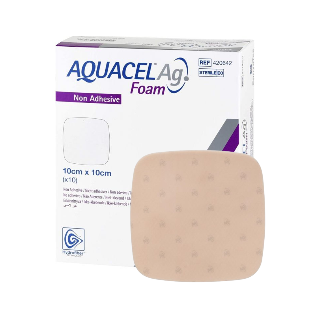 Aquacel Ag Foam Non-adhesive แผ่นปิดแผล อควาเซลเอจีโฟม ชนิดไม่มีกาว ยี่ห้อ Convatec