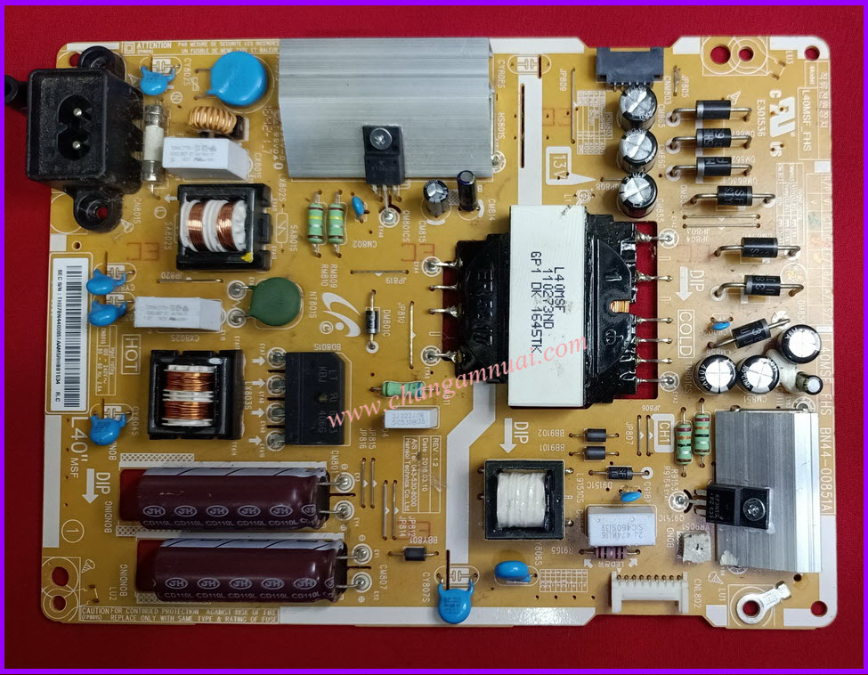 เพาเวอร์ซัพพลายทีวีซัมซุง - ภาคจ่ายไฟทีวีซัมซุง (Power Supply TV SAMSUNG) อะไหล่แท้พาร์ท BN44-00851A รุ่น HG40AE460SK :HG40AE570SK :UA40J5000AK :UA40M5100AK