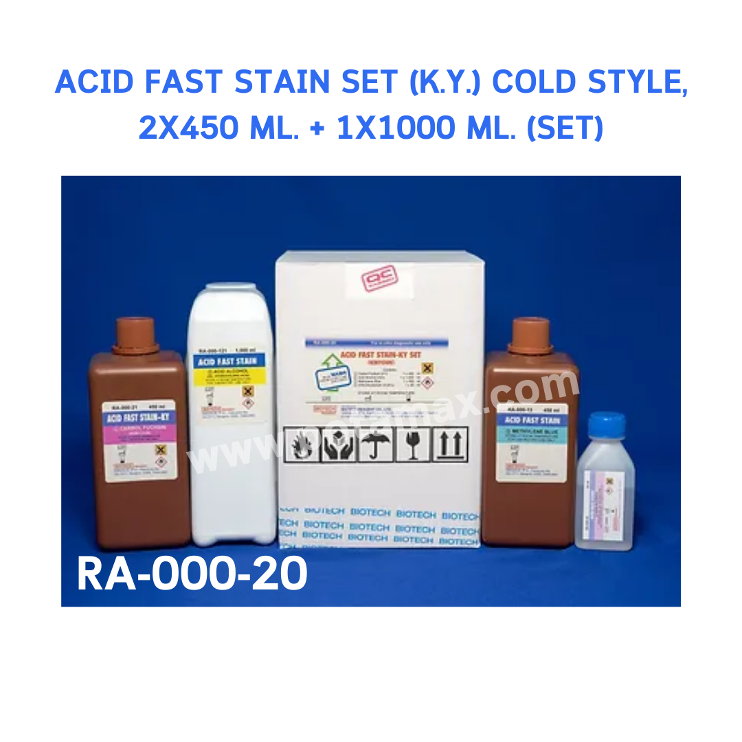 สีย้อม ACID FAST STAIN SET (K.Y.) COLD STYLE, 2X450 ML. + 1X1000 ML. (SET)