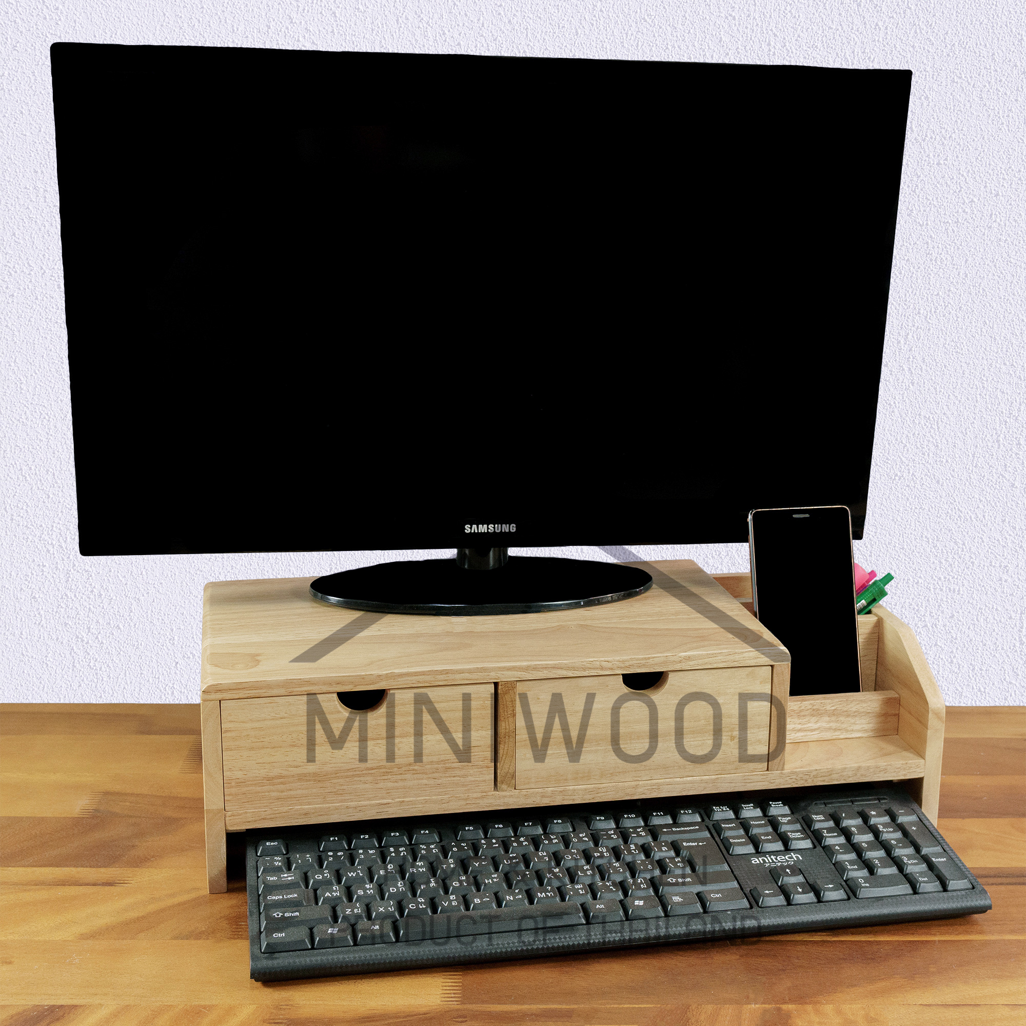 MINIWOOD ชั้นวางจอคอมพิวเตอร์ ผลิตจากไม้ Wooden Monitor Stand