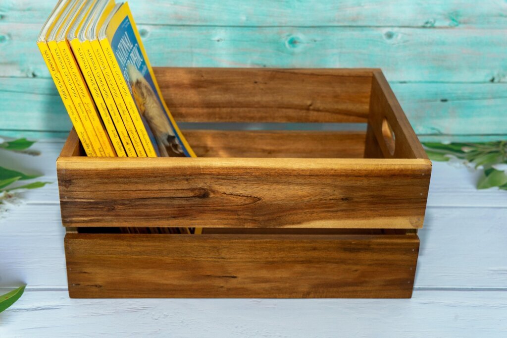 MINIWOOD ลัง ลังไม้ กล่องไม้ wooden box ชั้นวางของ DIY ไม้จามจุรี SIZE M 35x27x15.5