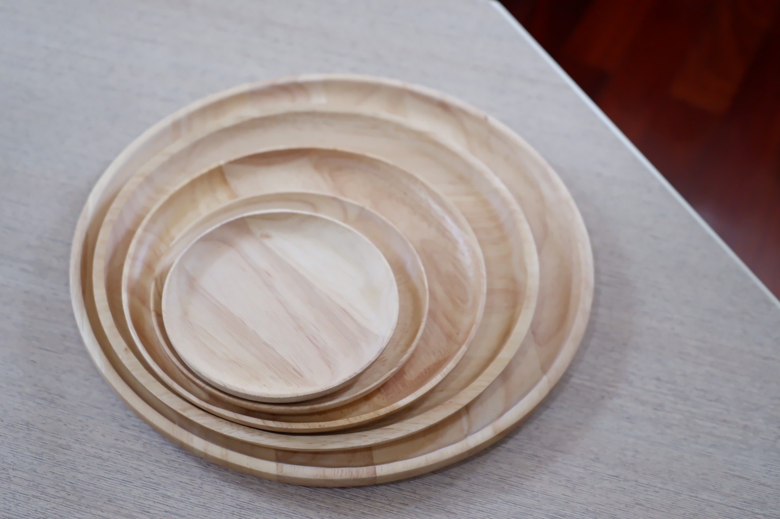 MINIWOOD จานไม้ ทรงกลม จานไม้ใส่อาหาร ถาดไม้ Food grade Wooden plate ไม้ยางพารา