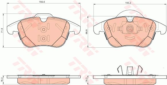 ผ้าเบรคหน้า Range Rover Evoque (อีโว้ค) ปี 2011 on / TRW-COTEC