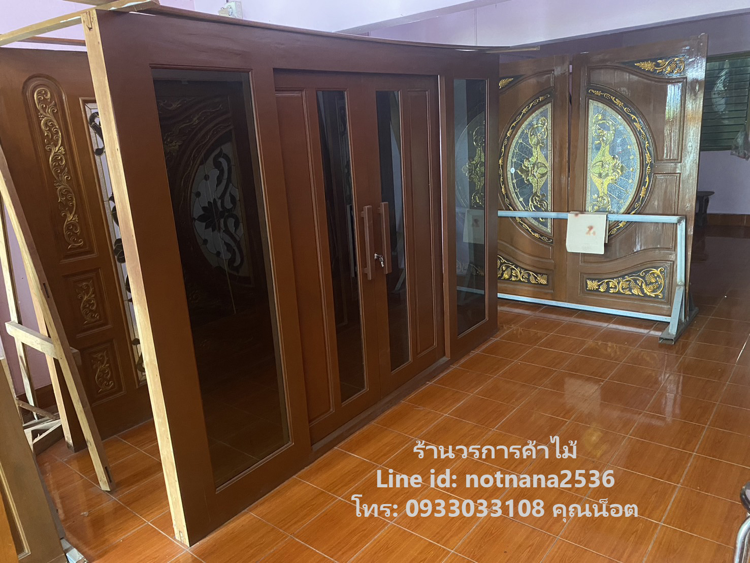 ประตูไม้สักเกรดA,B รหัส889