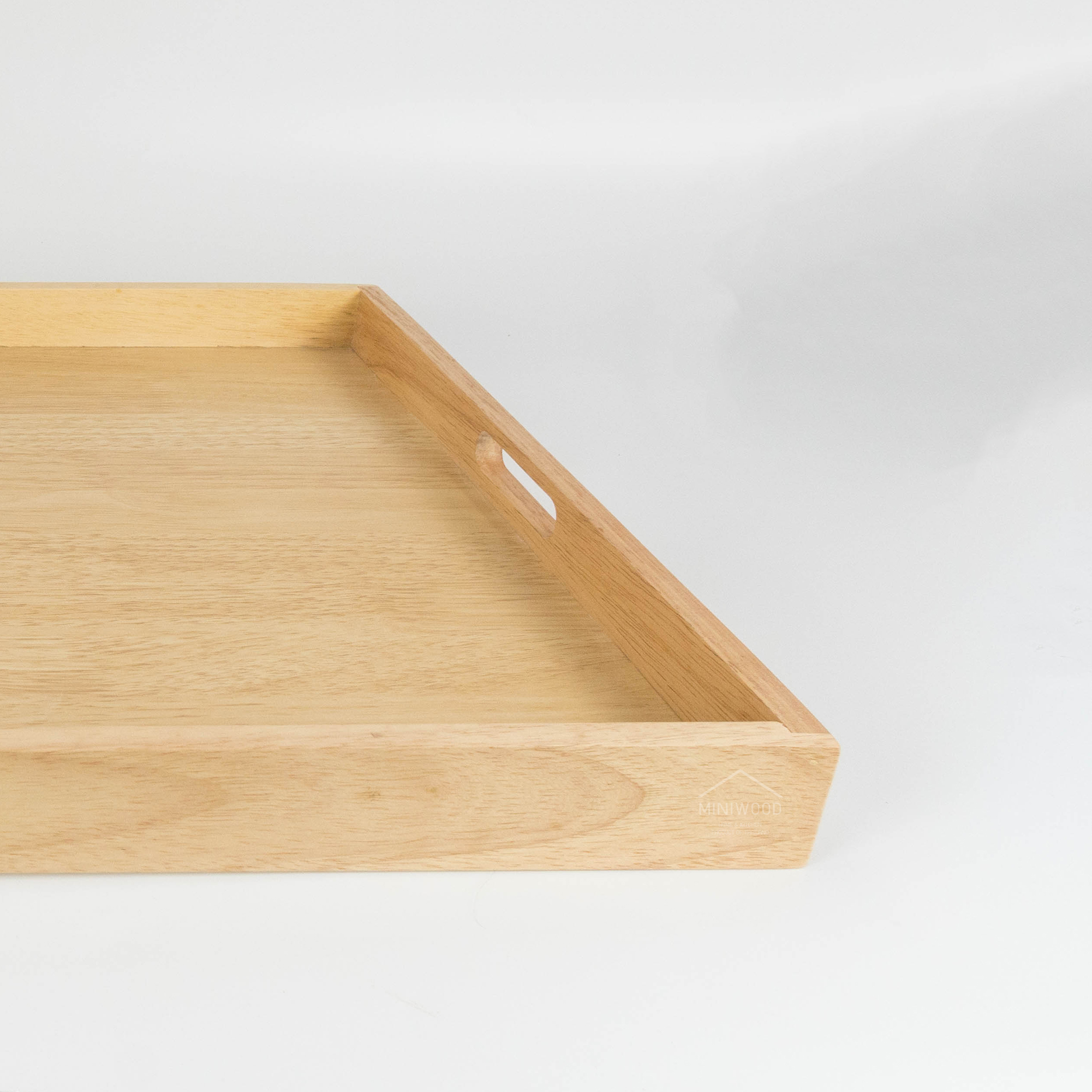 MINIWOOD ถาดเสิร์ฟใหญ่ พื้นหนา ถาดไม้ใหญ่ Wooden Tray ไม้ยางพารา