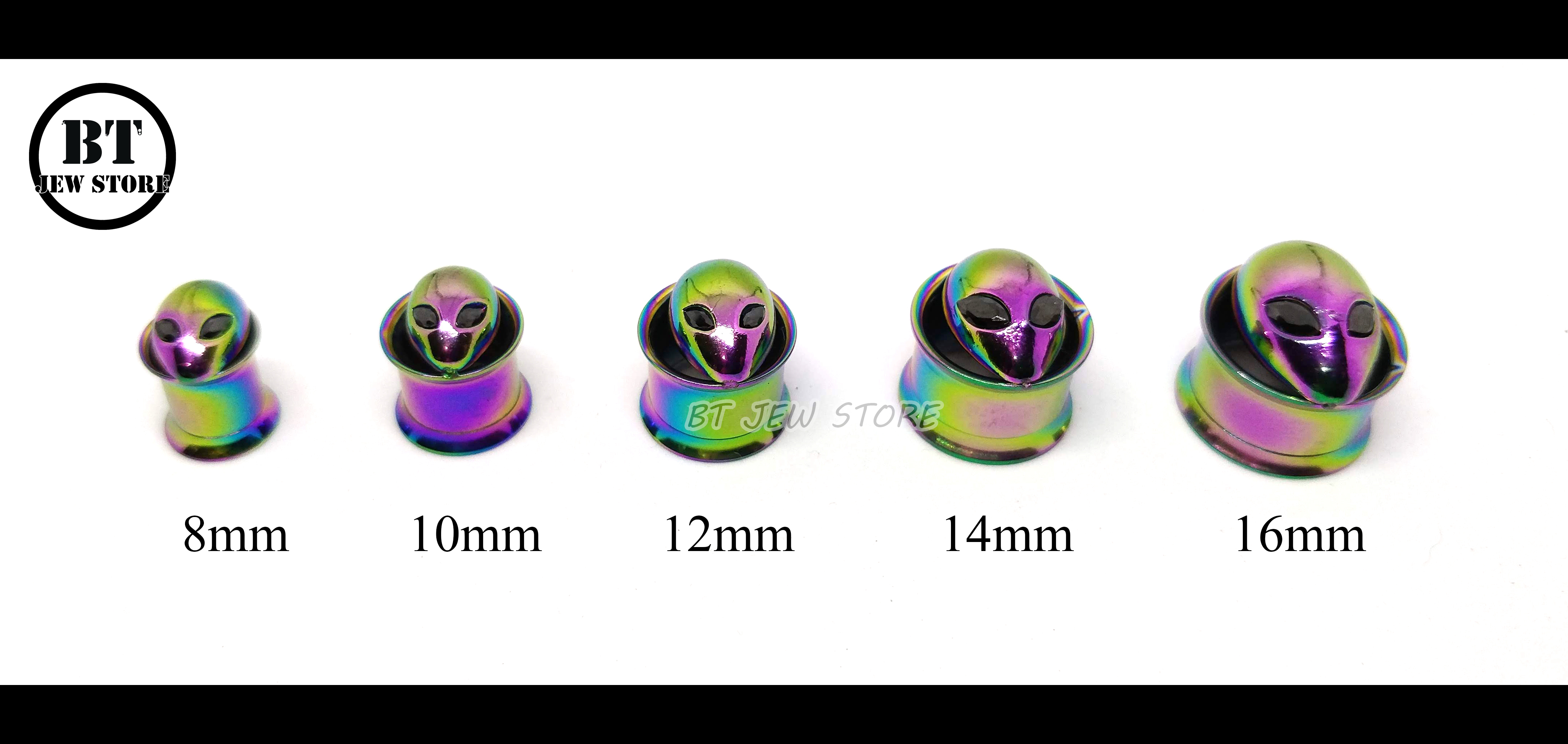 จิวสแตนเลสปากแตรสีรุ้ง รุ่น Alien (8-16 mm)