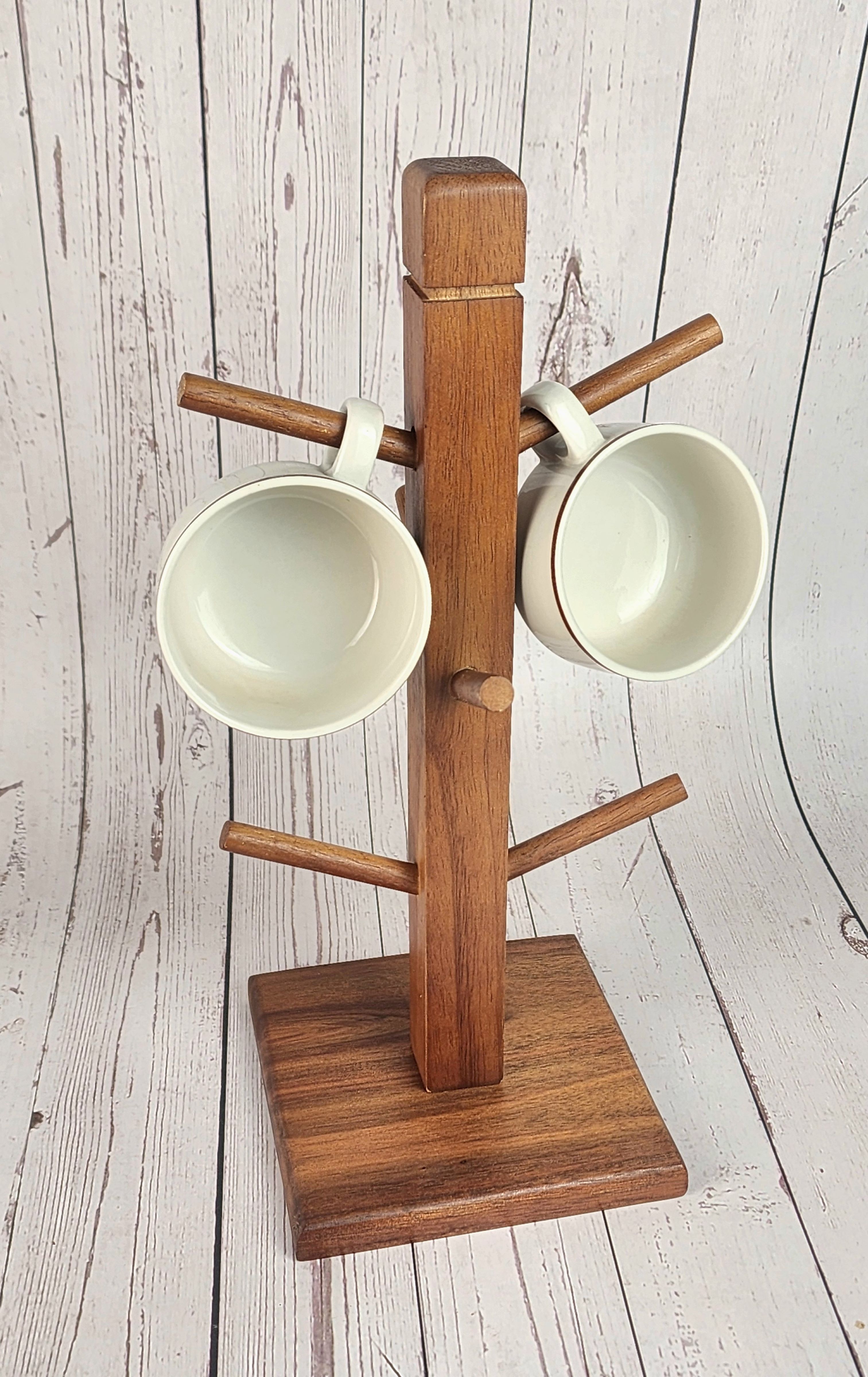 MINIWOOD เสาแขวนแก้ว ที่เก็บแก้ว 6 ใบ MUG TREE STAND ผลิตจากไม้จริง