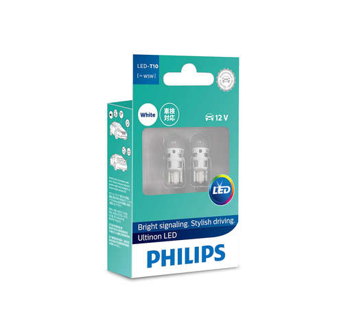 หลอดไฟรถยนต์ Philips หลอดไฟ T10 ตัวกลม Ultinon LED 6000K