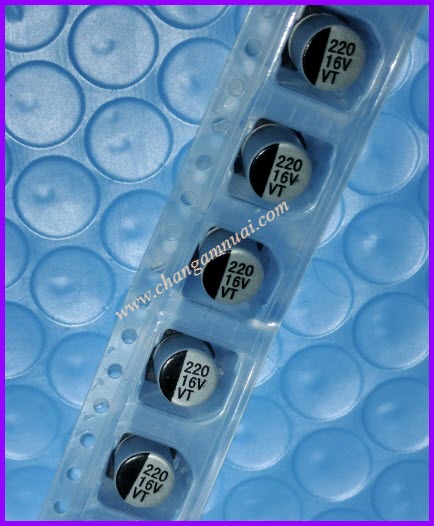 C SMD 220uf 16V แพ็คละ 5 ตัว Cกระป๋อง ขนาด 6.5x8 มิล