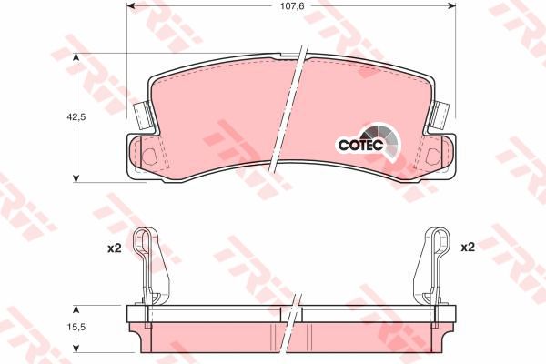 TRW ผ้าเบรค หลัง LEXUS ES300 ปี 1997 - 2002 (GDB1168) DTEC