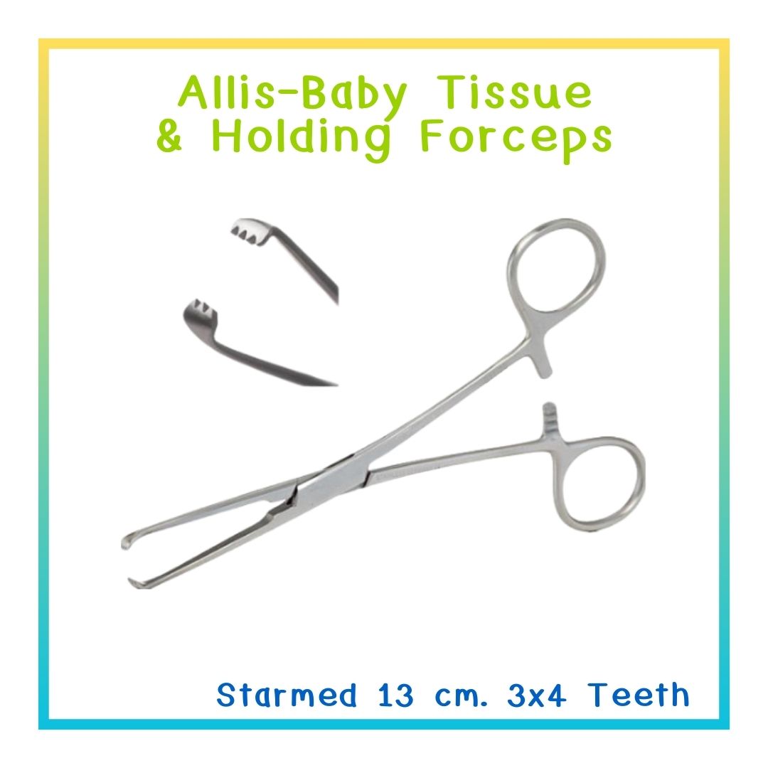 Allis-Baby Tissue & Holding Forceps 3x4 T 13 cm.