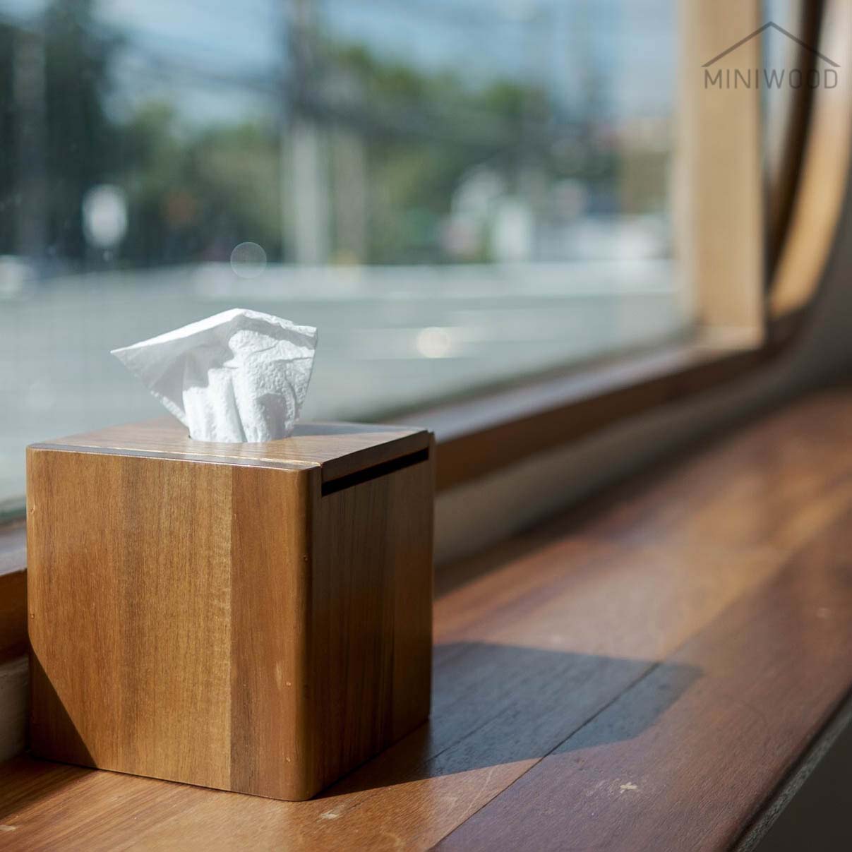 MINIWOOD กล่องทิชชู่ม้วน กล่องทิชชู่ไม้ยางพารา Tissue Holder