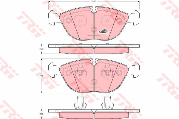 ผ้าเบรค TRW ล้อหน้า BMW Series7 750i (E38) ปี 1994-2001 COTEC (GDB1285)