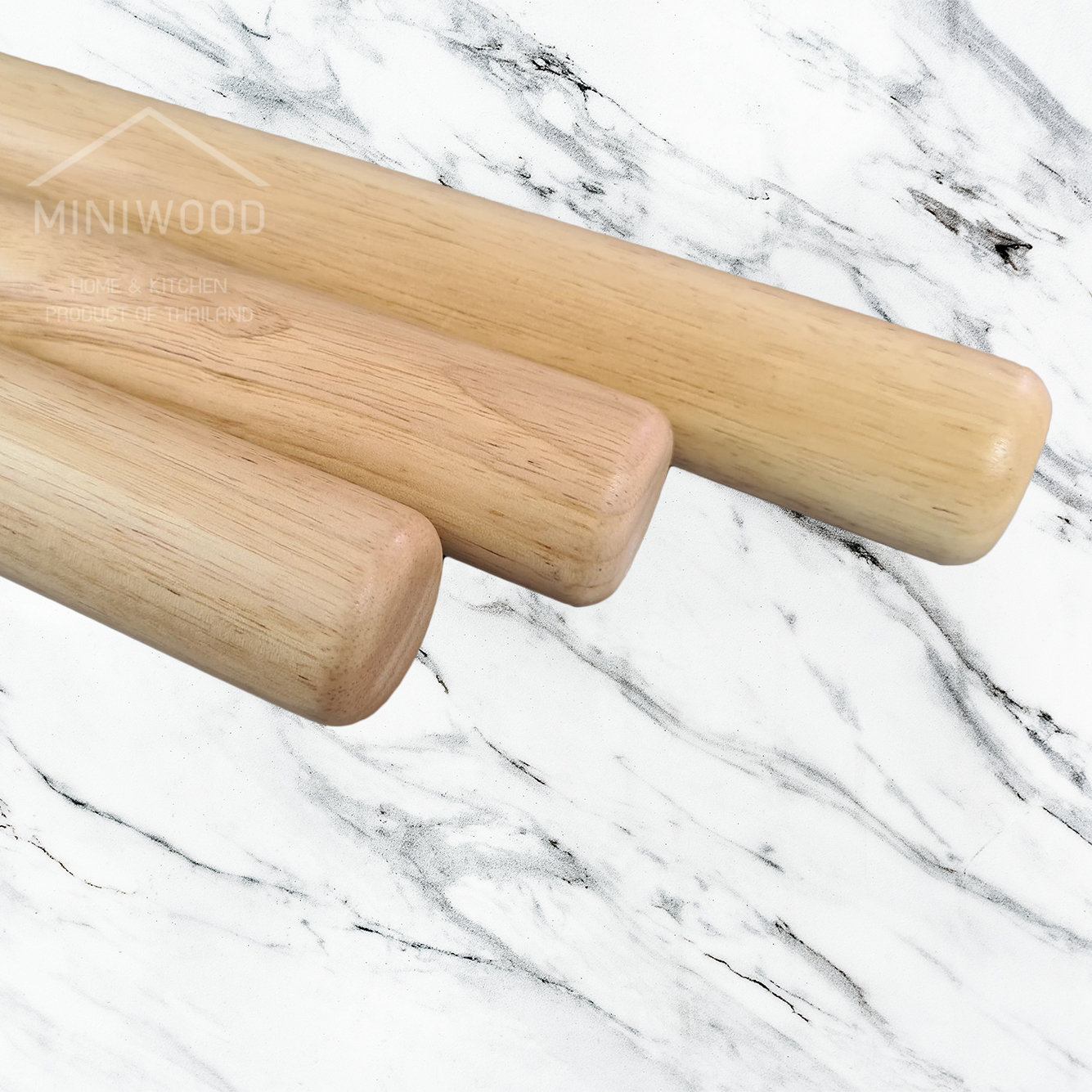 MINIWOOD ไม้คลึงแป้ง ใหญ่ ไม้นวดแป้ง อุปกรณ์เบเกอรี่ Straight Rolling Pin 4 ซม.