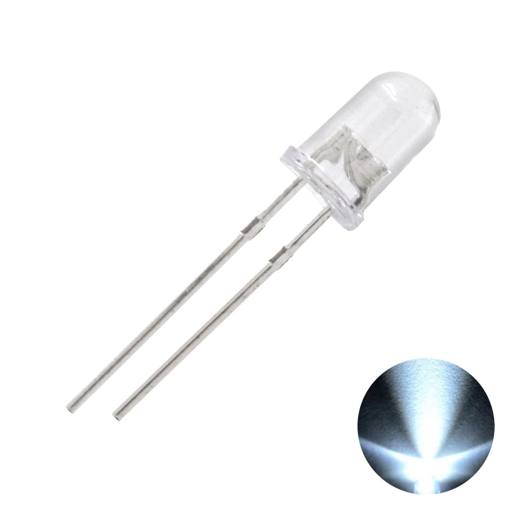 หลอดไฟ LED 5mm สีขาว 5 ชิ้น