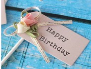 ป้ายปักเค้ก HBD พื้นชมพู โบว์กุหลาบ